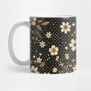 Black and Beige Floral Mug